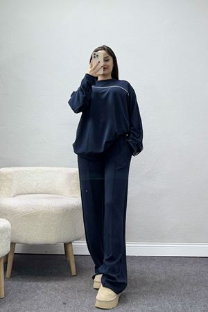 Biyeli Modal Kumaş Takım İndigo - 4087.1247.