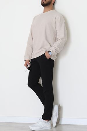 Bisiklet Yaka Selanik Kumaş Erkek Sweat Bej - 42674.1567.