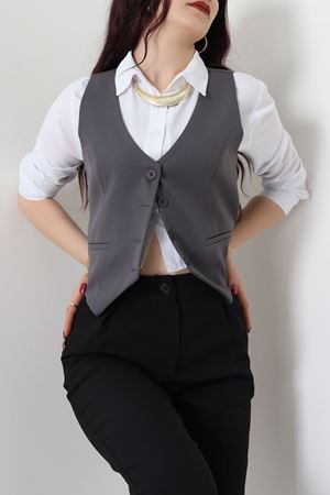 Dabıl Kumaş Fleto Cepli Astarlı Yelek Antrasit - 51230.1991.