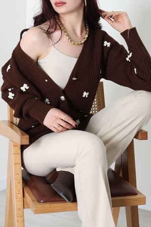 Nakışlı Hırka Kahvelatte - 490.1577.