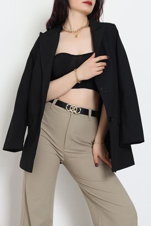 Astarlı Poliviskon Blazer Ceket Siyah - 31823.1397.