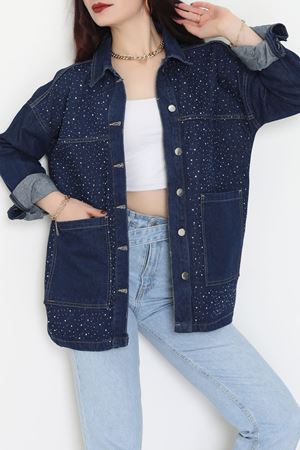 Taşlı Kot Ceket Lacivert - 31871.2059.