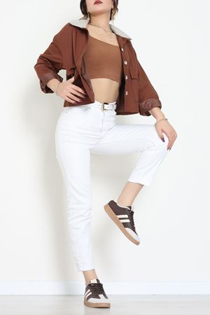 Yaka Fitilli Gabardin Ceket Taba - 8790.179.