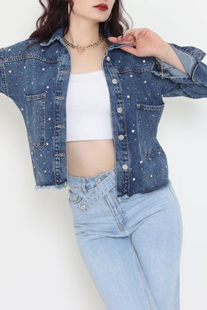 Taşlı Kot Ceket Mavi - 001.2059.