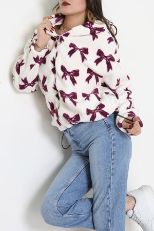 Baskılı Kapşonlu Polar Ceket Ekrumürdüm - 31711.1247.