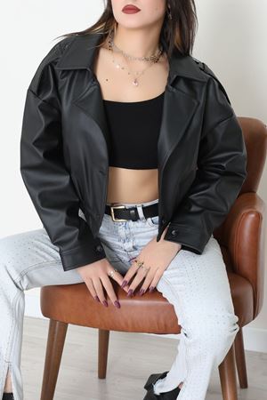 Astarlı Deri Ceket Siyah - 8770.179.