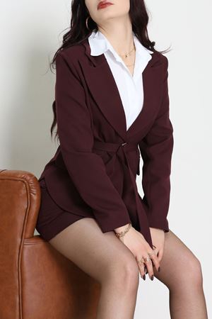 Dabıl Kumaş Astarlı Blazer Ceket Mürdüm - 2148.1991.