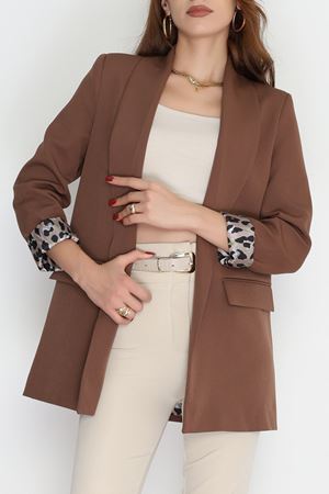 Leopar Astarlı Blazer Ceket Kahve - 51500.1909.