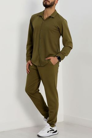 Zra Krep Düğmeli Erkek Takım Haki - 42189.1937.