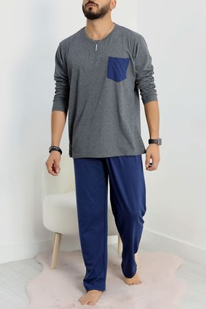 Cep Detay Süprem Erkek Pijama Takımı Füme - 42218.1048.