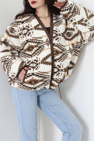 Etnik Desen Astarlı Mont Ekrukahve - 42903.1247.