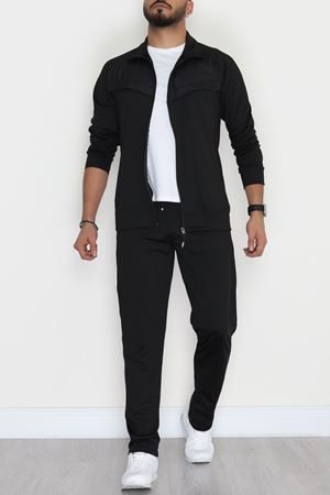 Önü Parçalı Dalgıç Erkek Eşofman Takımı Siyah - 42536.1937.