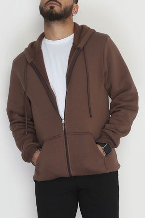 Kapşonlu Fermuarlı 3 İplik Erkek Sweat Kahve - 42575.1878.