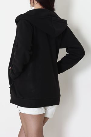 Fermuarlı Kapşonlu Polar Ceket Siyah - 52114.053.