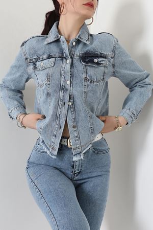 Altı Püsküllü Kot Ceket Mavi - 31786.683.