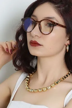 Kadın Mavi Işık Korumalı Ekran Gözlüğü Leopar