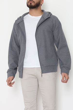 Selanik Kumaş Kapşonlu Erkek Sweat Füme - 42799.1567.