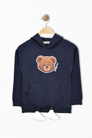 2 İp Şardonlu 3-7 Yaş Kapşonlu Sweat Lacivert - 224518.1576.