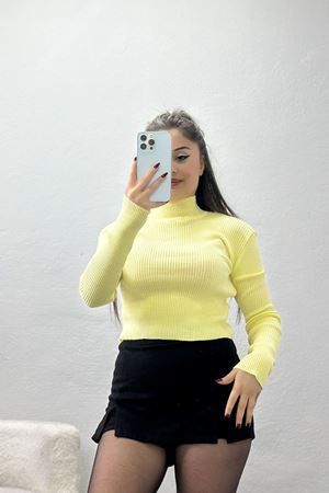 Yarım Balıkçı Yaka Triko Sarı - 4049.2043.