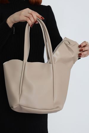 Makyaj Çantalı Ve Cüzdanlı Omuz Çantası Vizon - 31397.2063.