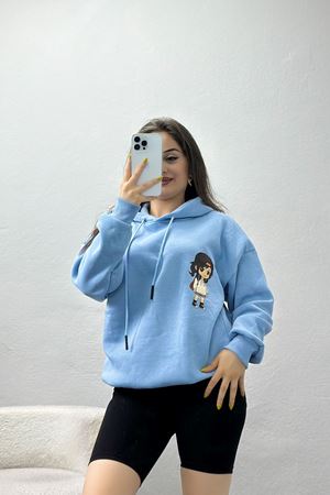 3 İplik Kapşonlu Baskılı Sweat Bebemavi - 42222.1878.