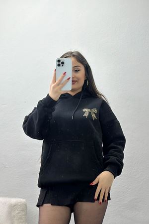 3 İplik Kanguru Cepli Kapşonlu Sweat Siyah - 42251.1878.