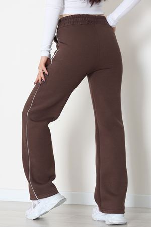 3 İplik Biyeli Palazzo Eşofman Altı Acıkahve - 30104.1878.