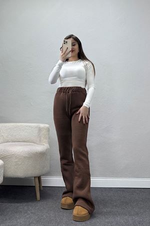 3 İplik İspanyol Paça Eşofman Altı Kahve - 42522.1878.