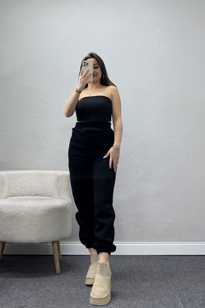 Paça Lastikli 3 İplik Eşofman Altı Siyah - 20956.1878.