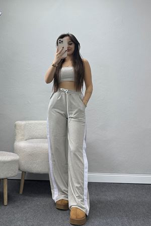 2 İplik Şeritli Eşofman Altı Gri - 52050.1857.