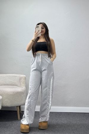 Şeritli 2 İplik Eşofman Altı Gri - 52102.1005.