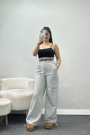 Bel Detaylı 2 İplik Eşofman Altı Gri - 70169.1857.