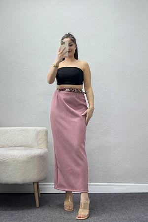 Kemerli Süet Etek Pembe - 60653.2126.