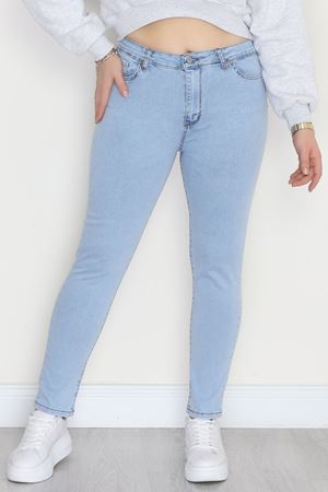 Büyük Beden Dar Paça Kot Pantolon Buzmavi - 42684.1836.