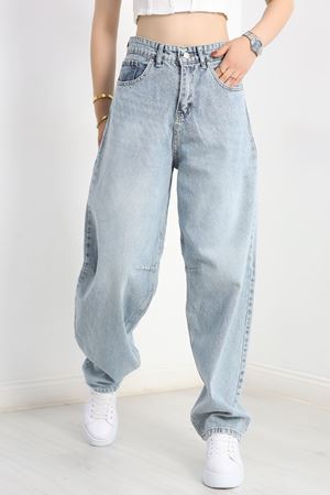Tokalı Baggy Kot Pantolon Açıkmavi - 31159.2059.