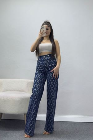 Taşlı Palazzo Kot Pantolon Koyumavi - 31362.2001.