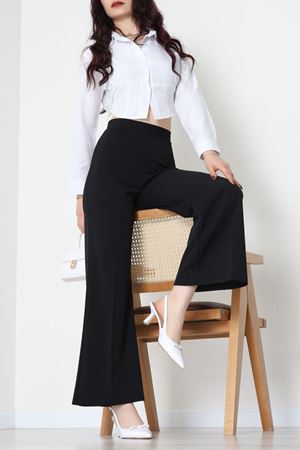 İthal Scuba Krep Likralı Yandan Fermuarlı Pantolon Siyah - 51233.1397.