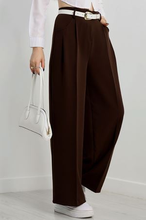 Cepten Pileli Palazzo Pantolon Koyukahve - 90113.1397.