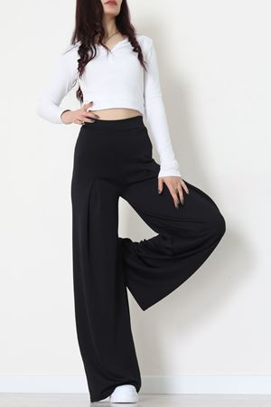 Puf Scuba Kumaş Önden Pileli Pantolon Siyah - 42784.1567.