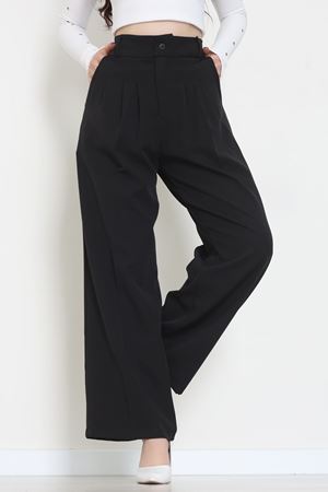 Premium Pileli Palazzo Pantolon Siyah - 51609.683.