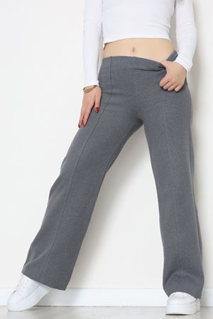 Selanik Kumaş Bel Lastikli Çımalı Pantolon Antrasit - 51226.1567.