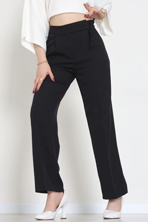 Double Kumaş İp Bağlamalı Palazzo Pantolon Siyah - 51268.683.