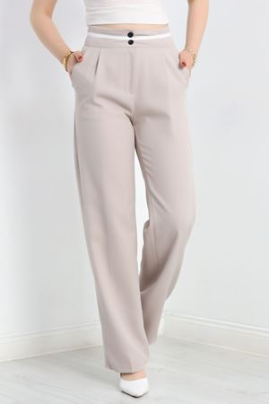 Tek Pile Ekstraforlu Palazzo Pantolon Taş - 50054.1920.