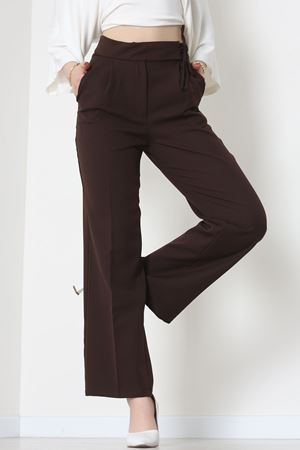 Double Kumaş İp Bağlamalı Palazzo Pantolon Kahve - 51268.683.