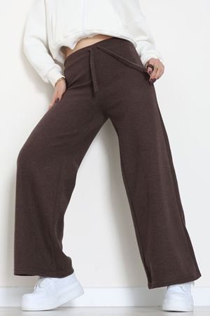 Selanik Kumaş Bel Lastikli Palazzo Pantolon Kahve - 51228.1567.