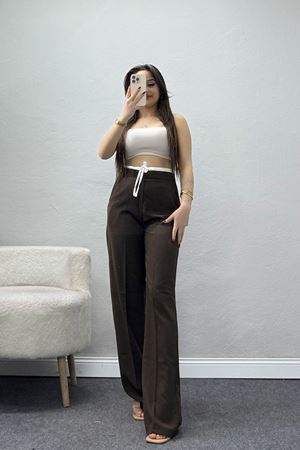 Beli Garnili Poliviskon Palazzo Pantolon Kahve - 51235.1920.