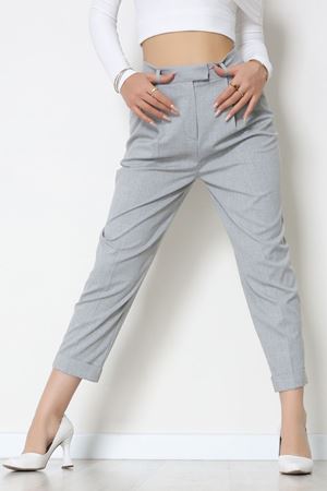 Pileli Baggy Poliviskon Pantolon Gri - 51089.1995.