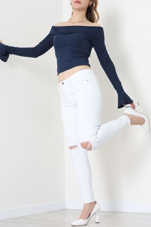 Dar Paça Kot Pantolon Beyaz - 42902.2128.