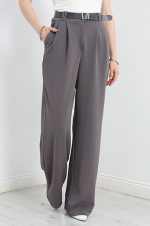 Kemerli Zra Krep Palazzo Pantolon Füme - 30777.1865.