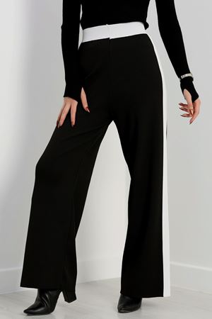 Şeritli Triko Pantolon Siyah - 2393.1765.